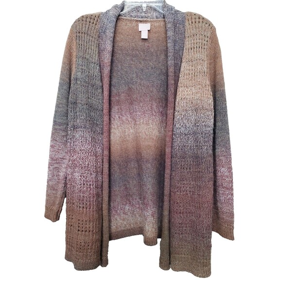 Chico's Wool Blend Multicolor Ombre Open Front Cardigan Sweater Size 2 Large - Picture 1 of 7